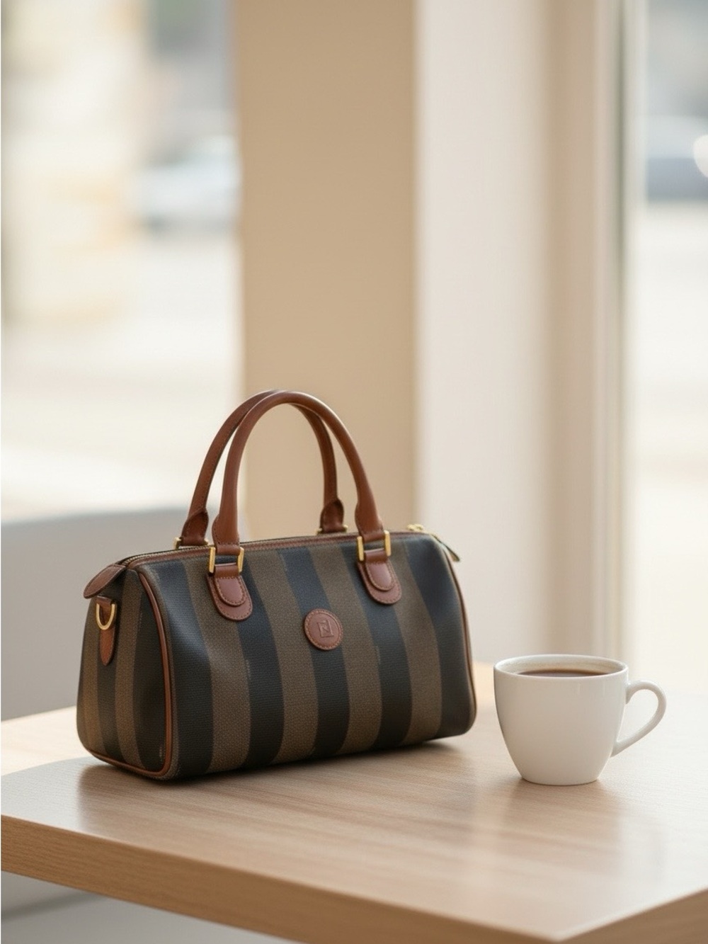 Fendi Pequin Boston Bag